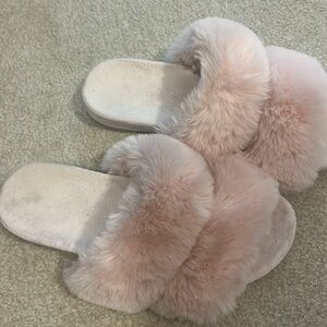 Pink fluffy slippers